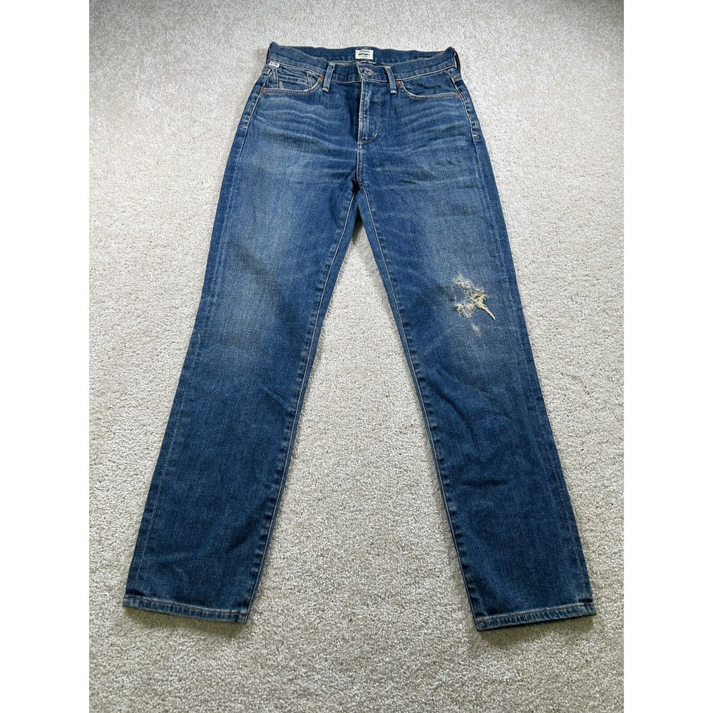 Citizens Of Humanity Cara High Rise Cigarette Ankle 25 Blue Jeans Distressed